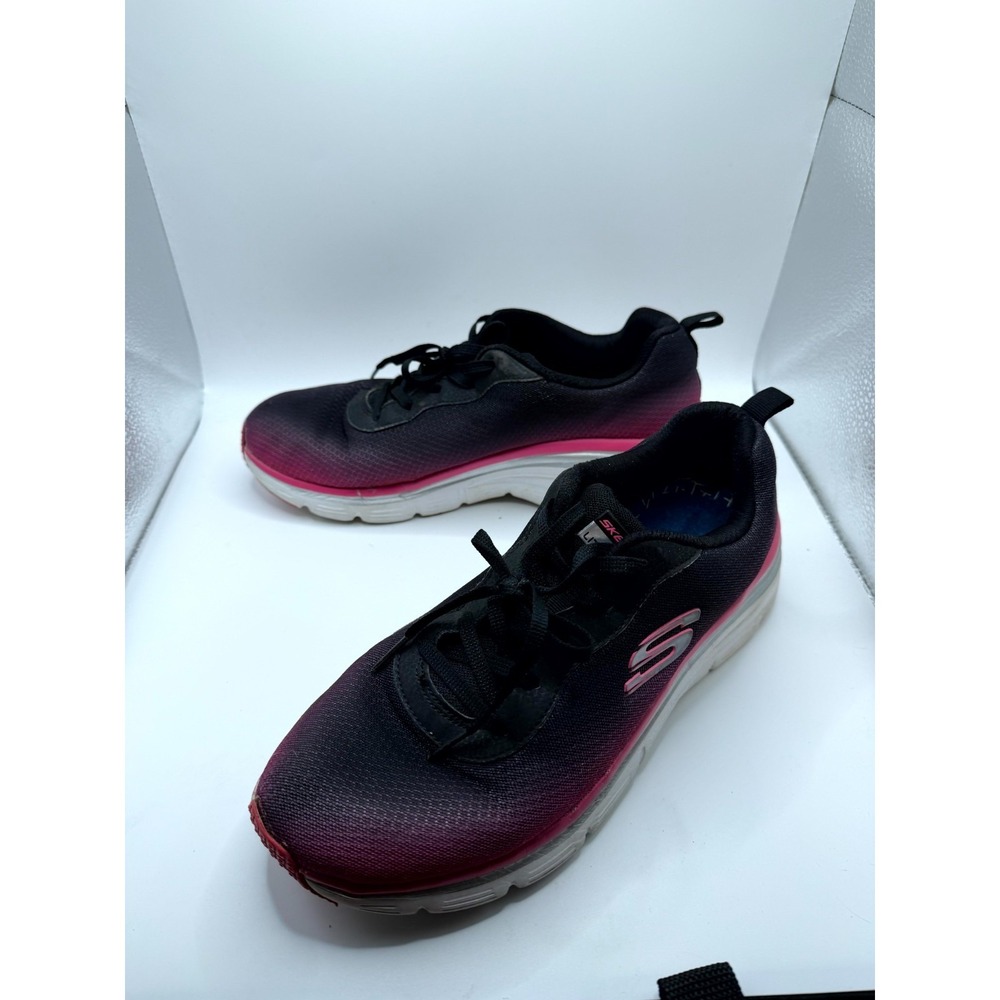 Skechers Fashion Fit Build Up 12717-BKHP Womens 9.5 Sneaker Black Hot Pink Shoes